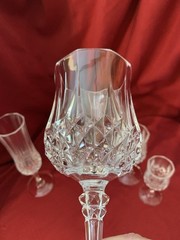 Cristal d’Arques Longchamp Set of 5 Champagne Water Wine Sherry & Cordial Qty Av