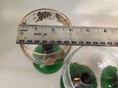 Vintage 4 Luminarc France Green Stem Gold White Grapes Wine Goblets Glasses 7oz
