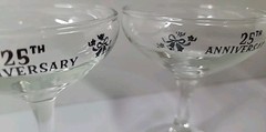 VTG 25th Wedding Anniversary Coupe Champagne Glasses -SET OF 2