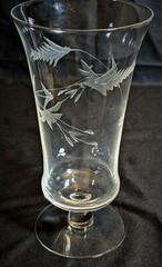 Set of (3) Vintage Weston Floral Etched Crystal 12 oz Iced Tea Water Glasses