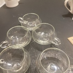 Vintage Set Of 5. Blown Glass Moderno Riekes Crisa Crystal Punch Cups & Dippe KS