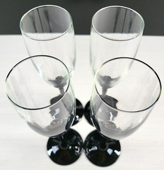 (4) Luminarc Domino Signature Black Fluted Champagne Set Elegant Cristal France