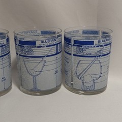 4 Cera Blueprint For A Perfect Cocktail Rocks Glass 10oz. Barware 4 1/8” Vintage