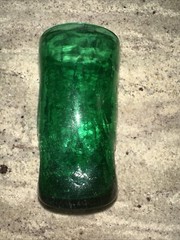 Pilgrim Glass Emerald Green 6″ Tall Tumbler Dimple Crackle Vase Vintage Good Con