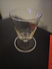 Set Of 4 Pressed Glass Clear Plain Wafer Stem 6 oz ON THE ROCKS GLASS