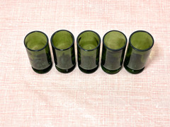 VTG Owens-Illinois Glasses Set of (5) Barware Liquor Dark Green MCM *Mark & #