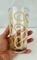 Vintage MCM Libbey Glass Tumbler Orange Yellow Boomerang Atomic Omeba Retro
