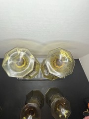 Amber Independence Glass Octagonal Set/6 Water Tea Goblet VGT Granny Core Gift