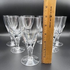 7 Skruf Clear Teardrop Air Bubble 6 oz Stockholm Wine Glasses 5 3/4″ Holiday