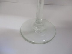 Signed Art Glass Blue and Yellow Clear Stem Goblet