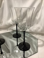Luminarc Arcoroc France 8.25” Black Stem Octine Octagon Goblets – Set of 3