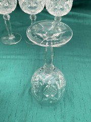 SET(4) VTG Kobe Crystal Diamond Cut 7 oz Wine Goblets W.Germany 6.75″H