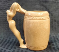 Vintage Art Deco Dorothy Kindell Nude Female Strip Tease Ceramic Art Pottery Mug