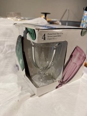 Libbey Fundamentals 4 -17 oz clear Footed Ice Tea glasses New in box