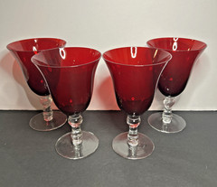 Ruby Red Goblets Home Essentials 14oz Water Wine Glasses 7.25″ Hand Blown Set/4