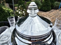 Art Deco Chrome Punch Bowl Set SATURN Lucite Handles 12 Glasses LEHMAN 1930s