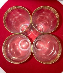 Set of 4 GOLD RIM Highball Glasses 6.5″ Vintage MCM Gold Band Excellent