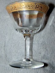Tiffin-Franciscan Minton Clear Gold Encrusted Optic Wine Champagne Glass 3.75″