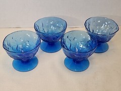 Set Of 4 Seneca Driftwood Delphine Royal Blue Crinkle Footed Sherbert Dessert