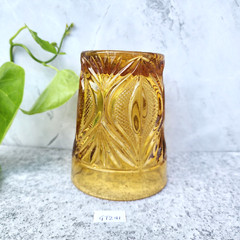1930s Vintage Unique Design Amber Thick Glass Tumbler Barware Decorative GT241