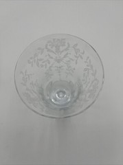 Lacy Needle Etch Optic Water Iced Tea Glass Goblet Pair 5 5/8″ Tall