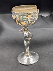 1 Vintage Art Deco Candle / paperweight Holder Chrome Nude Stem Risque 1950s