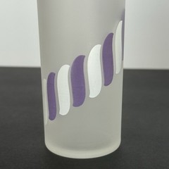 Set of 6 Vintage MCM Libbey Frosted Glass Candy Stripe Highball Glasses Rainbow