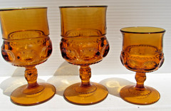 3 VTG AMBER COLONY PARK LANE GOBETS INDIANA GLASS 2 @ 8ozs & 1 @ 4ozs