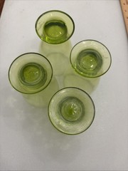 4 Vintage Anchor Hocking Georgian Emerald Green Glass 5 Inch Footed Tumblers