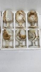 Set of 6 Onyx Marble Stone Goblets Drinking Glasses Striped Natural Stone