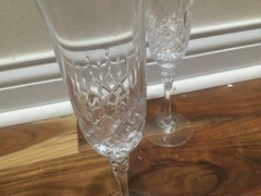 2 Towle King Richard Champagne Flute Glasses 8.75″ Crystal Vintage Toast CHIPS