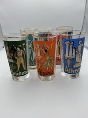 Vintage Libbey International Cities of The World Set-8 MCM Highball Glasses 12oz
