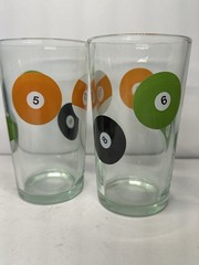 4 MCM Billiard Ball Highball-Pint Bar Glass Set-Pool Parlor 5 1/2” 16 oz
