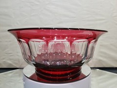 9″ Bowl Cranberry Red Cut to clear Crystal glass Baccarat or Val St Lambert TCPL