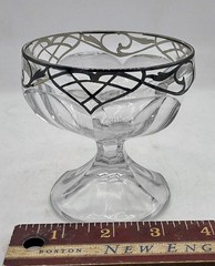 6 Heisy Antique Silver Overlay Dessert Sherbet Champ Coupe Glasses Art Nouveau