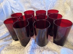 Vintage Anchor Hocking Royal Ruby Tumbler – 4.75” Set of 11- Pristine Condition