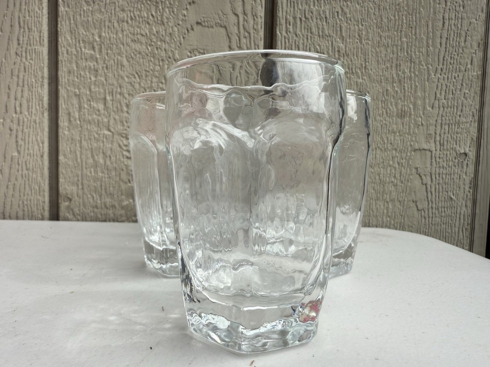 5 Libbey Chivalry Clear Juice Shot Glasses Set Textured Faceted Panel Tumblers