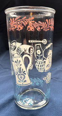 MCM Hazel Atlas Kitchen Aids tumbler glass, pink/white/blue