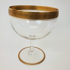 Set of 4 Italian Crystal w/Gold Encrusted Swag Rim Dessert Glasses 5.5″H X 4.5″W