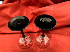 Morgantown Black Stem Tall Champagne Goblets Set of 2