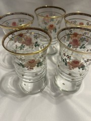 Hand Painted With Roses And Polkadots Vintage Glasses