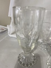 Imperial Candlewick Floral Cut Bubble Footed Clear Glass Set Of 5