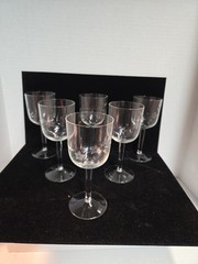 Vintage 6″ Clear Glass Wine Glasses Floral Etch Set Of 6 See Photos Description