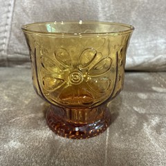 Vtg Libbey Amber Country Garden Daisy Old Fashion 3.5” Glasses set of 3