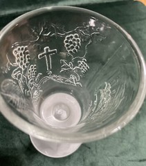 Vintage Last Supper Home Interiors Glass 7″ Wine Chalice, Frosted Base, Set Of 4