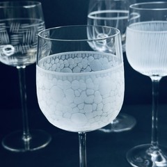 1 Salviati Wine Glass Art Crystal Etched Glass Italy 8″ handblown