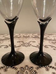 Vintage, Crystal, Alexandra Black Tulip, Champagne Flutes by Mikasa Set of 2