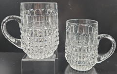 2 Gorham Crystal Fairfax Tankards Set Clear Cut Etch Bar Beer Steins Germany Lot