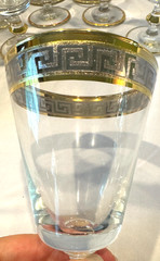 SET 12 J PREZIOSI GREEK KEY WATER GOBLETS 6 INCH WITH ORIG STICKERS -FREE SHIP