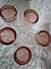 MCM Hand Blown Retro Pink Bubble Glass Bud Vases/Highball Glasses 7.25in Set/5